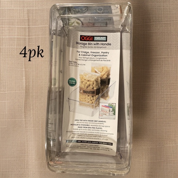 4pk Acrylic Storage Bin Refrigerator Pantry Organizer - Picture 4 of 5